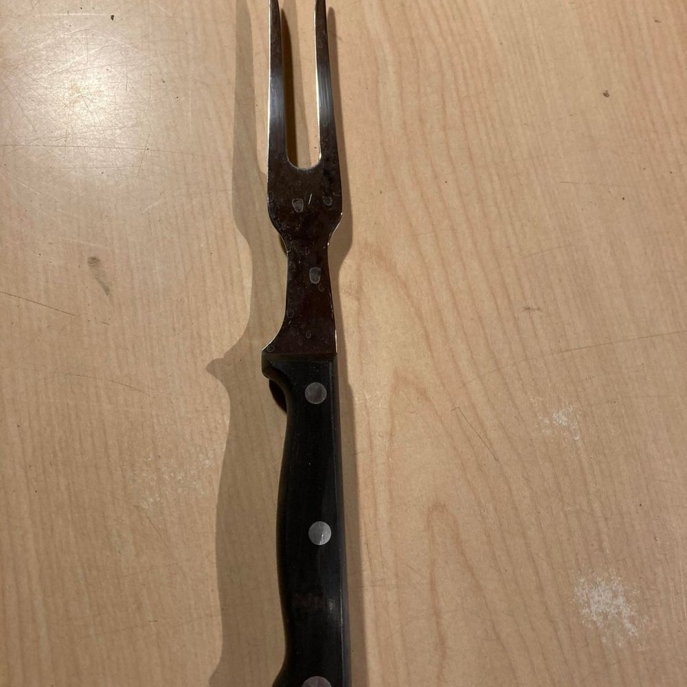 Vintage Meat Carving Fork Interpur Japan Stainless Steel Heavy Duty 11 inch
